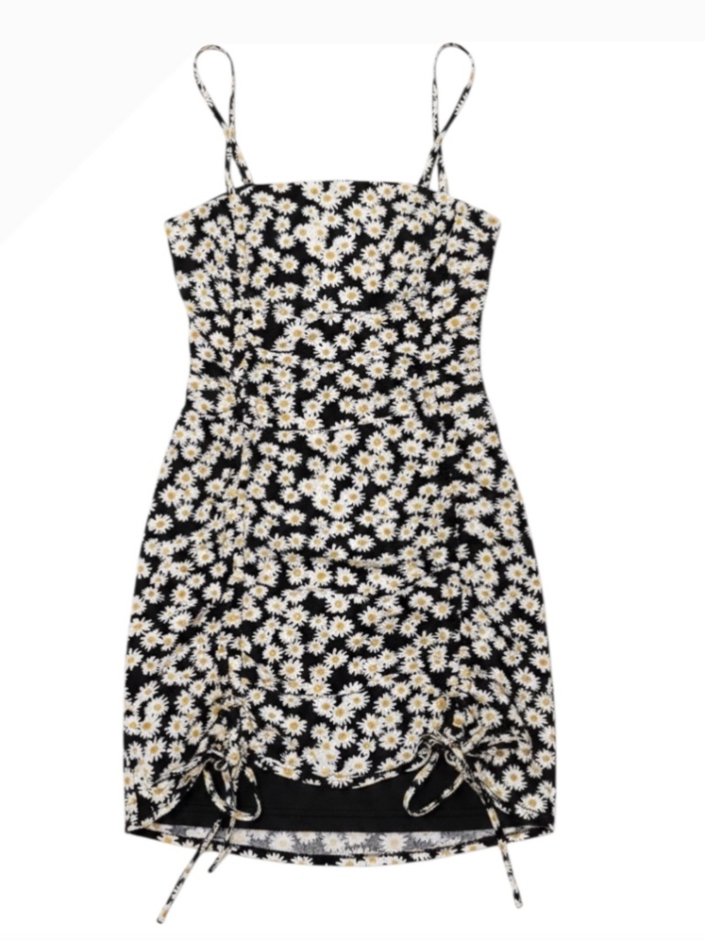 Garage Daisy Print Black/White Ruched Bodycon Mini Dress Size XS